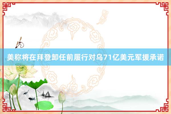 美称将在拜登卸任前履行对乌71亿美元军援承诺